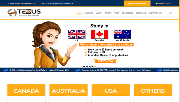 Website Designing - Texus Visas